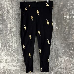 Torrid Plus Size 1X Stretch Lighting Bolt Leggings Black Pull On Ankle
